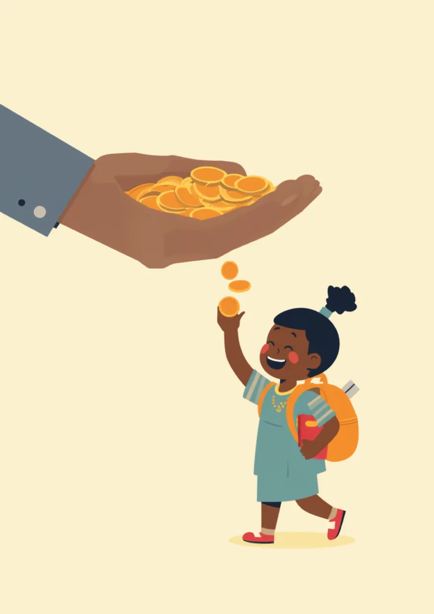 条件付き現金給付を表すイラスト