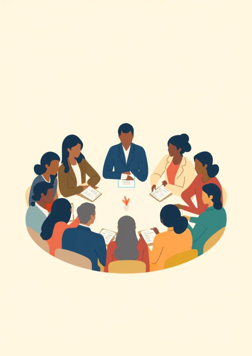 市民議会（くじ引き熟議）を表すイラスト