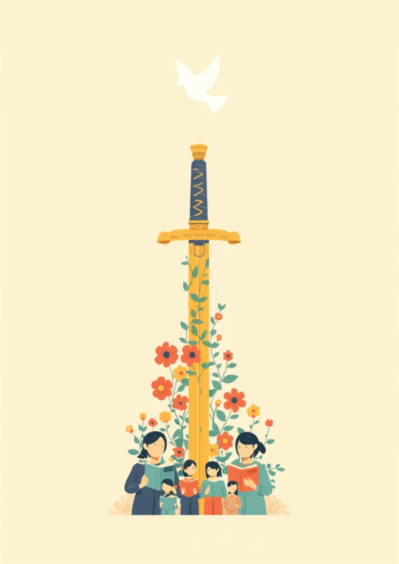 軍隊の廃止と平和大学を表すイラスト