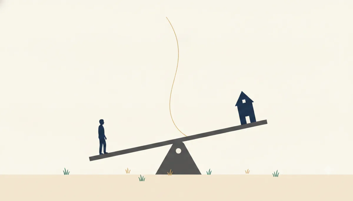 人と家が釣り合う天秤のイラスト