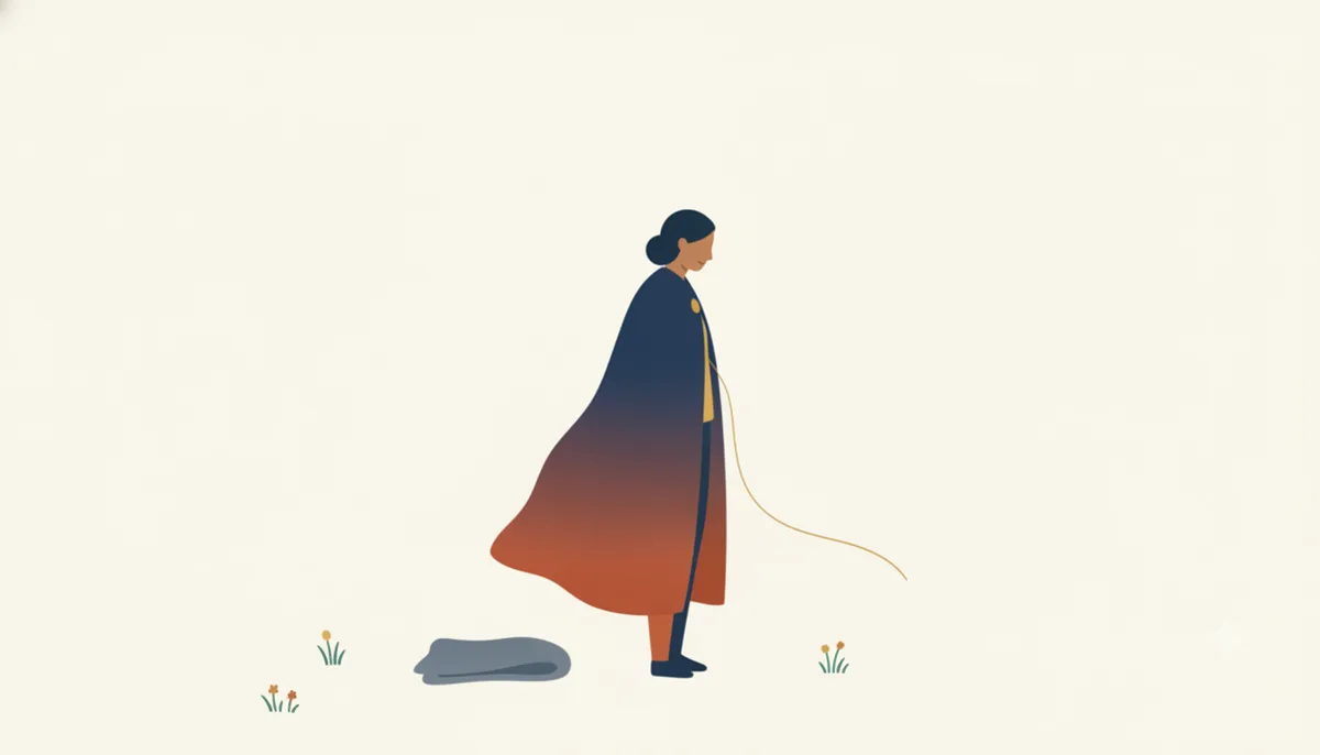 色の変わるマントをまとう人のイラスト