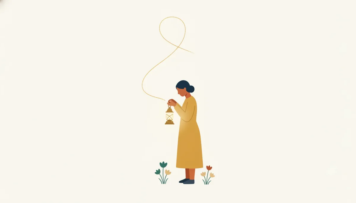 小さな灯を両手に持つ人のイラスト