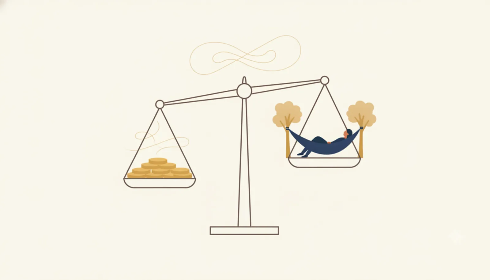 金貨とハンモックの休息が釣り合う大きな天秤